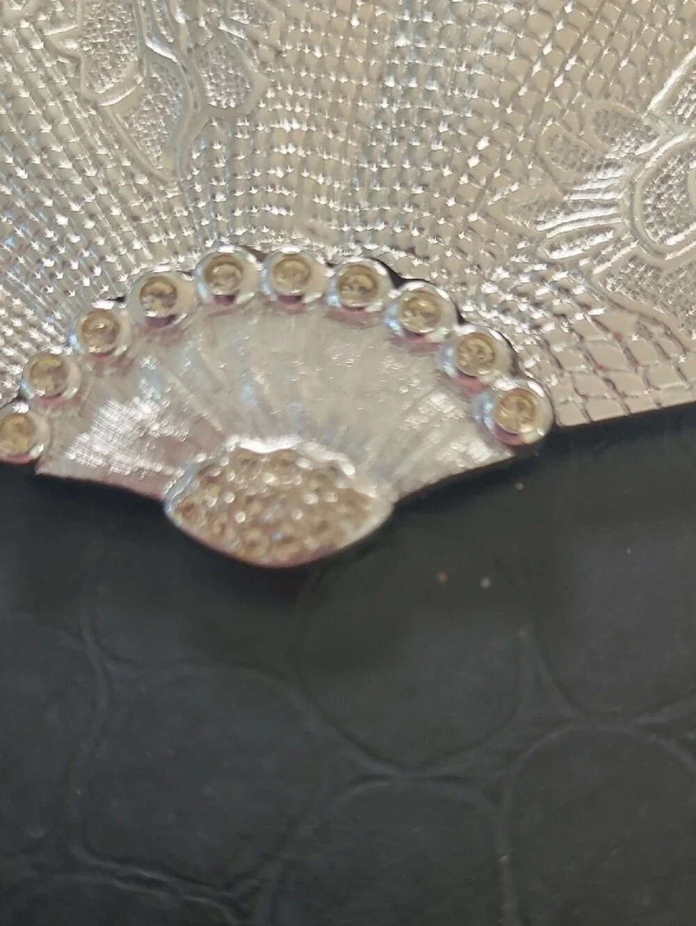 Dior Gold Filigree Fan Brooch with Clear Crystals